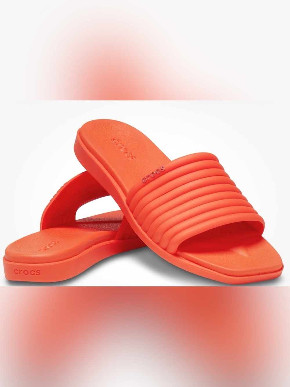 CROCS New Bright Orange Ribbed Slide Sandals